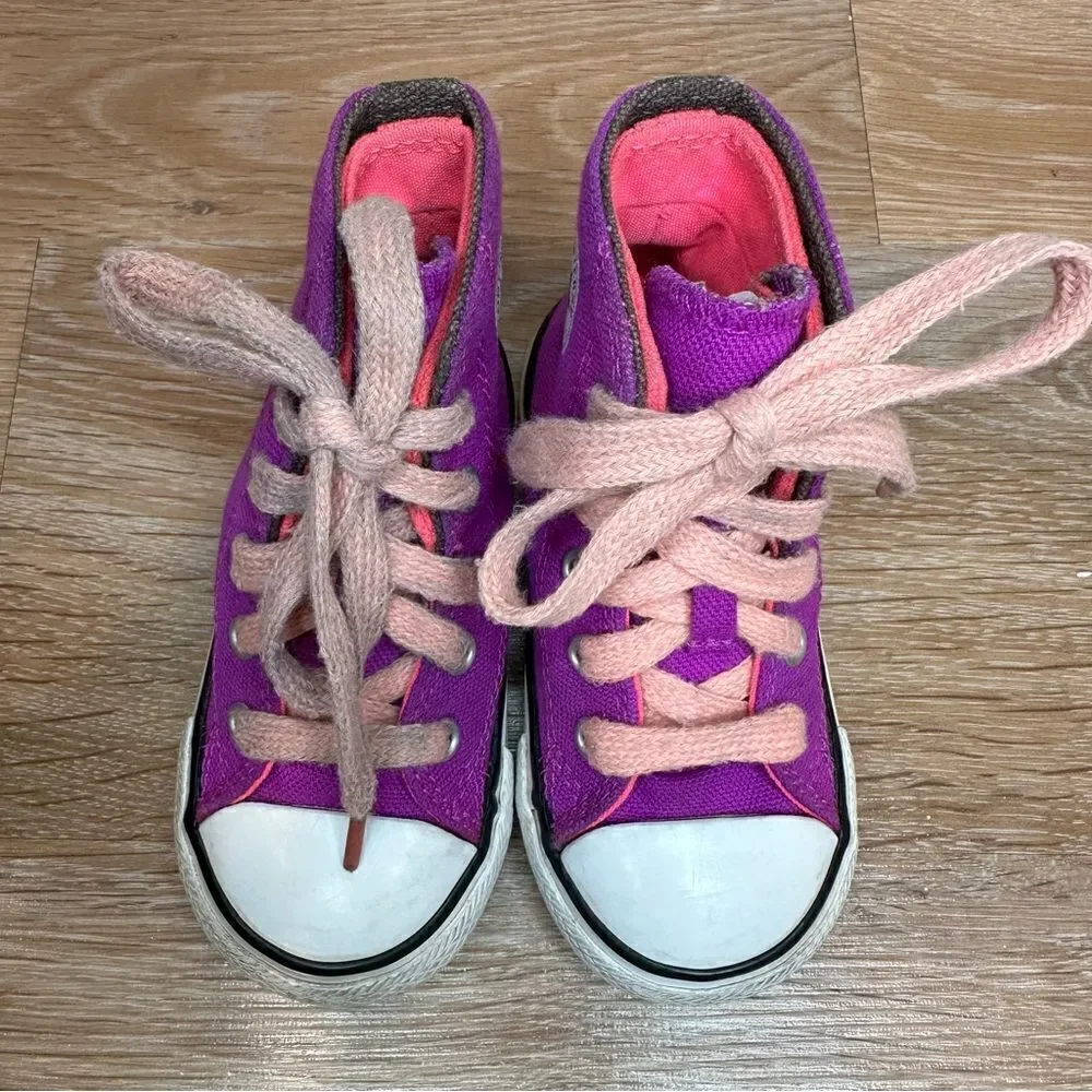 Converse High Top Purple Pink Girls Sneakers